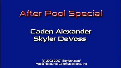 Gay Pool Boys Cum Condom Action Ass Play Blond Skyler Caden