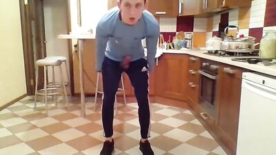 Jerking off in the kitchen while family is gone: The Ultimate Gay Porn Experience!