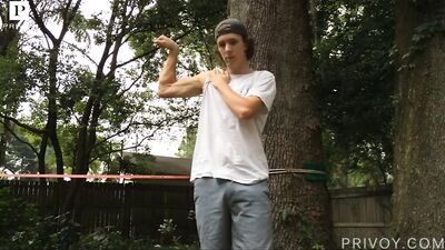 Seths Outdoor Cumshot Adventure - Long Haired Twink Solo Action!