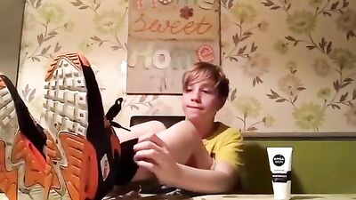 My young twink boy feet getting moisturised