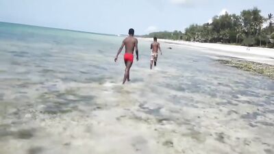 Black beach dudes boys: Two black teens gay porn fuck and suck!