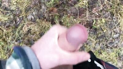 Cum with Cute Boy Outdoor: Real Big Dick Stroking Action!