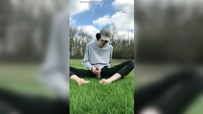 Twink Pride in Public Outdoor Field: Riskier Jerks and Cumming Sessions!