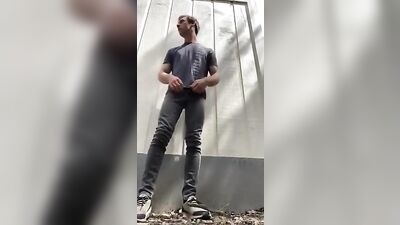 Outdoor Public Jerk Off: Risky Amateur Naked Twink Exhibitionist