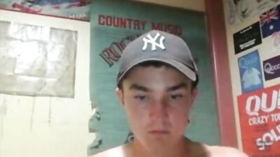 Web Camming Amateur with Yankees Hat - Curious Jocks