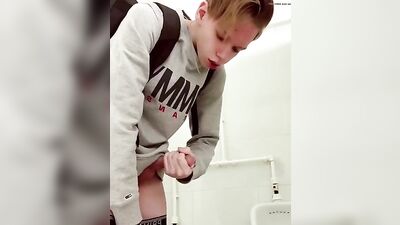 Gay Porn Twink Gets Quickie in School Toilet!