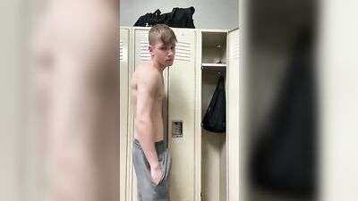 Blond handsome guy strips naked boys porn
