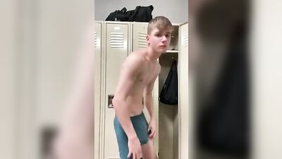 Blond handsome guy strips naked boys porn