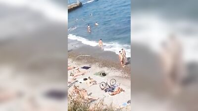 Hidd*enCam Nudist Beach Spy Cam: Latino Big Cocks Fun Amateur Ass Play!