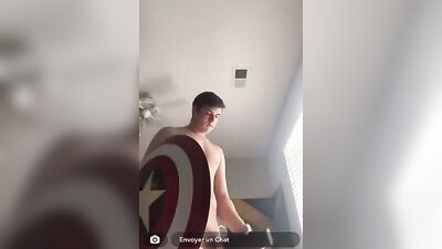 Captain America Cums Again: Hottie Beats Off in Gay Porn Adventure!