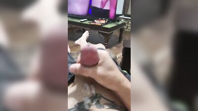 Prince albert piercing cum shot