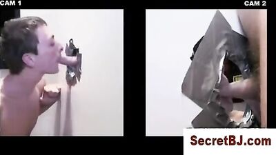 Gay Glory Hole Oral Suck Fest: Twink Blows Dumb Straight Guy!