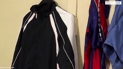 Gay Muscle Strain Weight Room Raw Fuck: Bareback Cum Shots