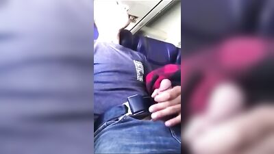 Young Jack-Off Exhibitionist on Airplane!