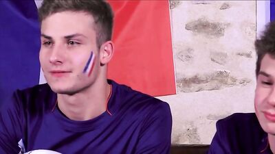 French Friends Going Wild During Soccer Match!