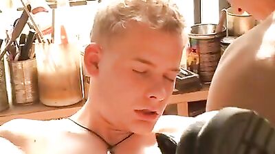 Gay Porn Breeding: Twink Fucked on Workbench! - Action Cum Shots Oral