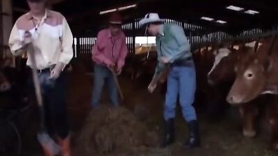 Young Farmers Gay Porn Initiation: Two Hot Colleagues Get Him Off
