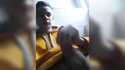 Stroking His Big Cock: A Web-Cam Amateur Handjob Solo with No Cum