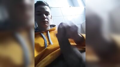 Stroking His Big Cock: A Web-Cam Amateur Handjob Solo with No Cum
