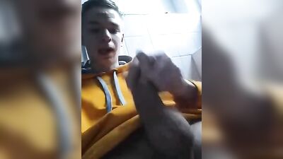 Stroking His Big Cock: A Web-Cam Amateur Handjob Solo with No Cum