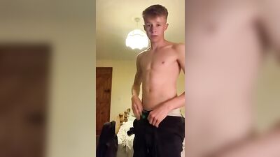 Hung Blond Twink Strips and Shows Off Uncut Cock - Web-Cam Solo with Big Blonde Boy!