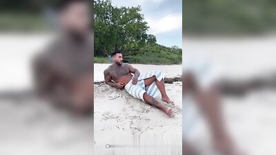 Latino Jock Fucked on the Beach by Older Man - Action Cum Shots Oral