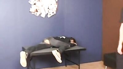 Double DP On The Table: Bareback Twink Cumshot Threesome!