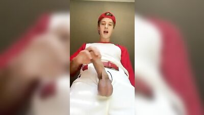 Blond Twink In Baseball Gear Shows Cock and Balls Porn!