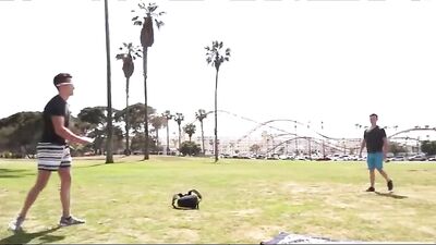 Gay Porn Frisbee Gangbang: Cum in the Mouth!