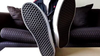 Gay Porn Video: Sneaker Sole Fetish - No Nudity College Students Strip for Foot Fetish