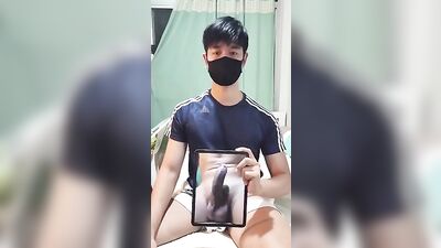 Reflecting my dick: Amateur Asian Fetish Voyeur twink Young Cute Solo Mirror