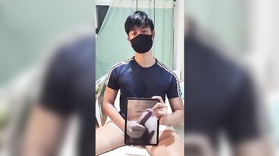 Reflecting my dick: Amateur Asian Fetish Voyeur twink Young Cute Solo Mirror