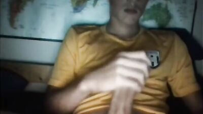 Big Dick Cums Against Bed Sheets!