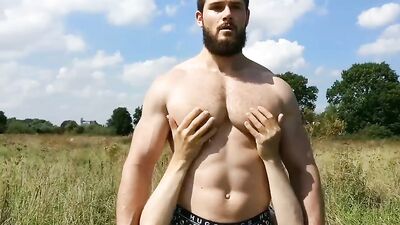 Bearded Muscle Masseuse Gets Felt Up in Public!