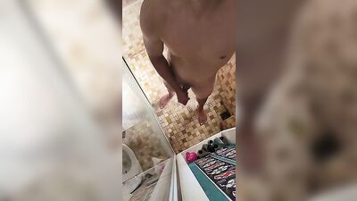 Gay Shower Fantasy - Solo Wank in the Hotel Room!
