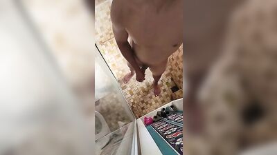 Gay Shower Fantasy - Solo Wank in the Hotel Room!