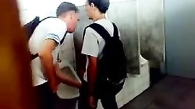 Blown Away in the Public Bathroom - Gay Twinks Caught in the Act!