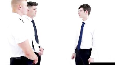 Gay Porn Threesome: Cute Little Boy and Two Muscle Guys Bareback Action!