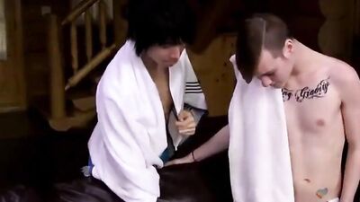 Big Cocks Cabin Night Threesome - Gay Porn Videos with Oral, Rimming and Cum in Mouth Action!