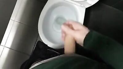 Cum in Public: Risky JO in the Toilet!