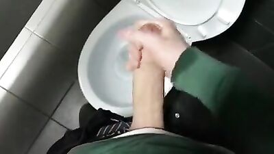Cum in Public: Risky JO in the Toilet!