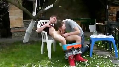Backyard Bareback Action: Cum Shots & Oral Gay Porn Adventure