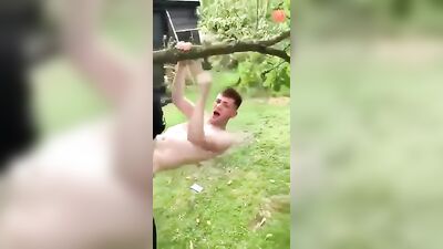 Forest Frenzy: Gay Twink Porn on Tree Limb