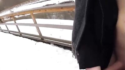 Snowy Bliss: R Jerks Off in Public Twink Outing!