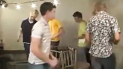 Musical Chairs: Gay Porn Blonde Oral Fuck Fest!