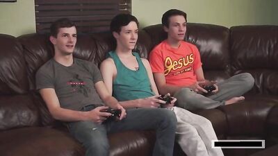 Gangbang Fun and Games: Gay Porn Group Fuck Action Cum Shots!