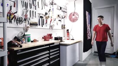 In the Workshop: Hardcore Gay Porn Action - Step-Son Cum Shot Oral Fun!