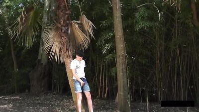 Jungle Bareback Threesome: Latino Twinks Cum in Public!