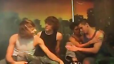 Night Club Cocksucking Orgy: Four Twinks Fuck Hard!