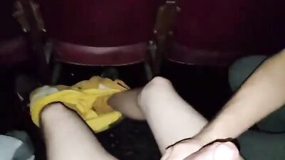 Blowjob in the Cinema - Gay Porn Action Bareback Oral Public Outside!